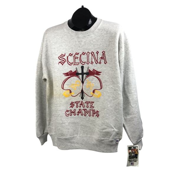 NWT deadstock 1990s Russell Sweatshirt Heather Gray / Men’s Large - Picture 1 of 6